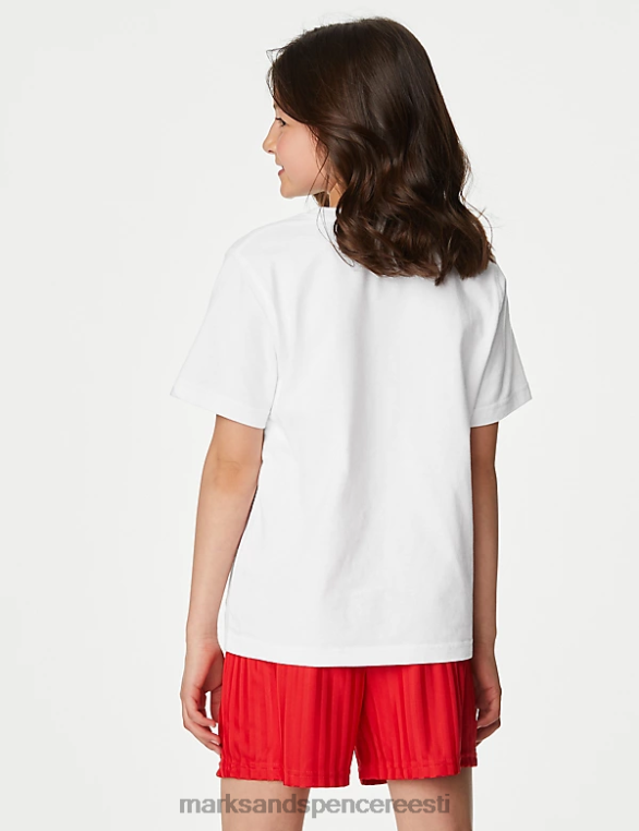 Riietus ee Marks & Spencer lapsed 2pk puhtast puuvillast kooli T-särgid valge NZTRN8554