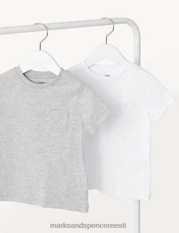 Riietus ee Marks & Spencer lapsed 2pk puhtast puuvillast tavalised T-särgid hall segu NZTRN8331