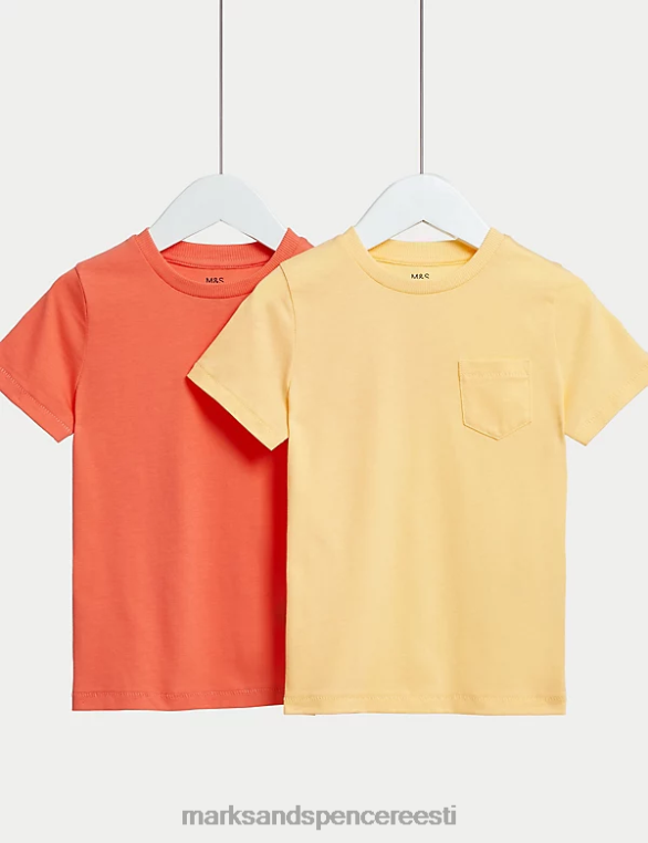 Riietus ee Marks & Spencer lapsed 2pk puhtast puuvillast tavalised T-särgid kollane segu NZTRN8333