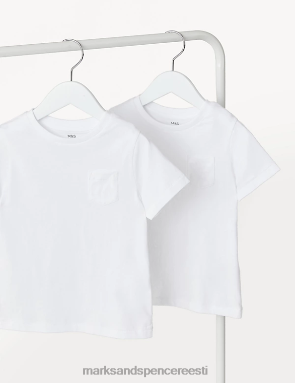 Riietus ee Marks & Spencer lapsed 2pk puhtast puuvillast tavalised T-särgid valge NZTRN8038