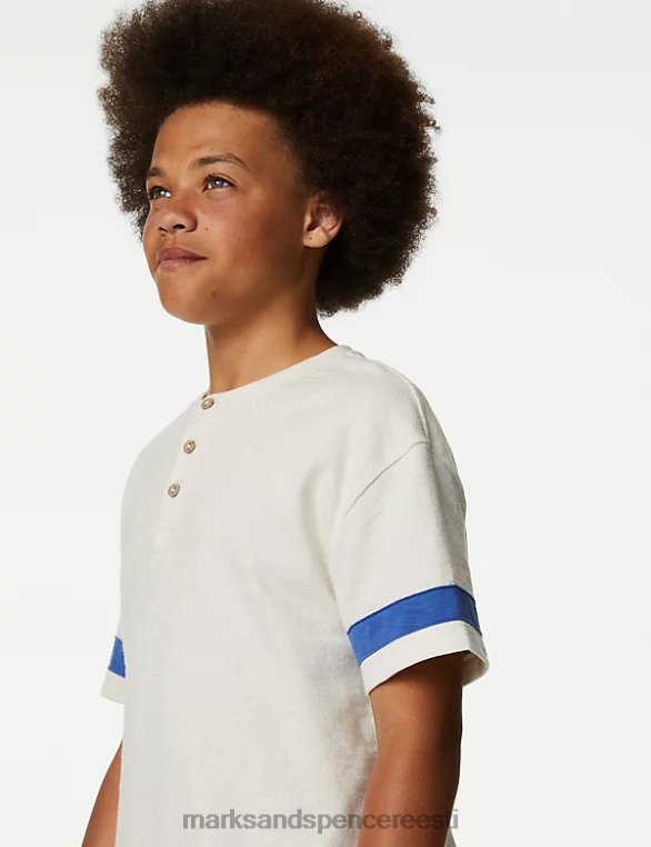 Riietus ee Marks & Spencer lapsed puhta puuvillase tekstuuriga t-särk elevandiluust NZTRN8147