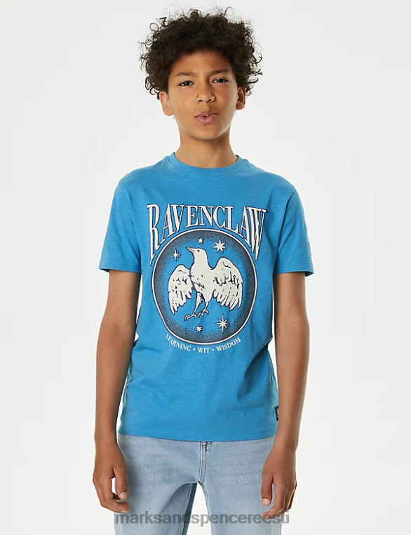 Riietus ee Marks & Spencer lapsed puhtast puuvillast Harry Potteri Slytherin T-särk sinine NZTRN8440
