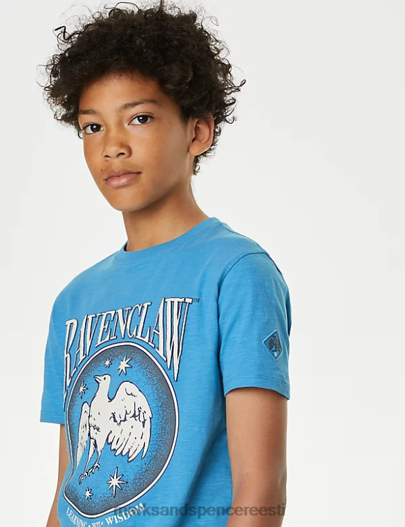 Riietus ee Marks & Spencer lapsed puhtast puuvillast Harry Potteri Slytherin T-särk sinine NZTRN8440