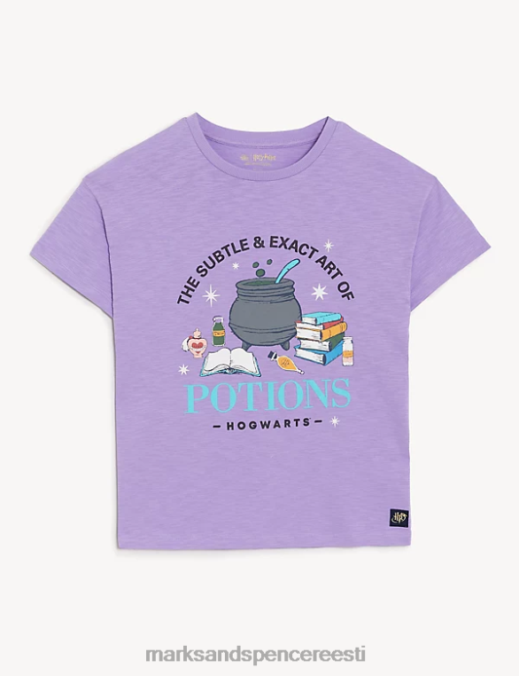 Riietus ee Marks & Spencer lapsed puhtast puuvillast Harry Potteri T-särk lilla NZTRN8959