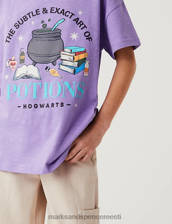 Riietus ee Marks & Spencer lapsed puhtast puuvillast Harry Potteri T-särk lilla NZTRN8959