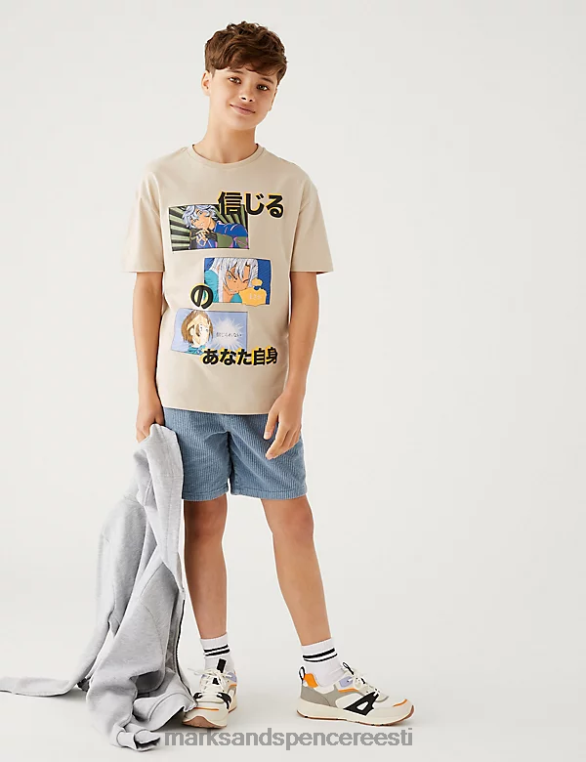 Riietus ee Marks & Spencer lapsed puhtast puuvillast anime T-särk kivi NZTRN8622