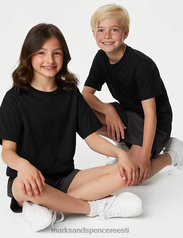 Riietus ee Marks & Spencer lapsed puhtast puuvillast kooli t-särk must NZTRN8164