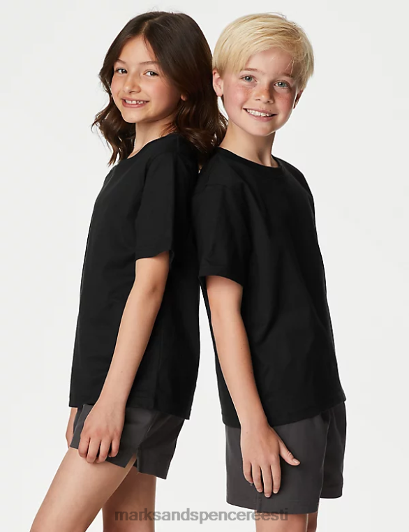 Riietus ee Marks & Spencer lapsed puhtast puuvillast kooli t-särk must NZTRN8164