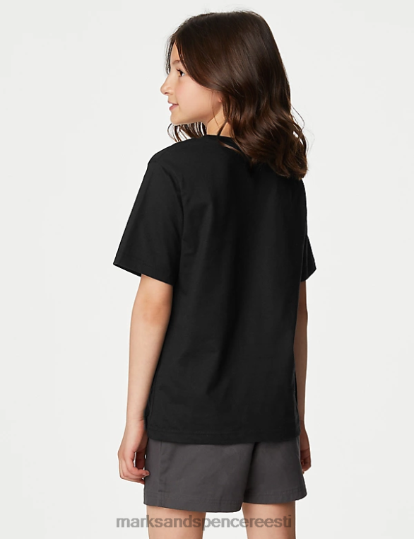 Riietus ee Marks & Spencer lapsed puhtast puuvillast kooli t-särk must NZTRN8164