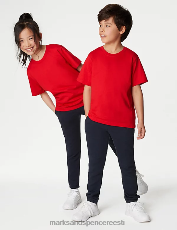 Riietus ee Marks & Spencer lapsed puhtast puuvillast kooli t-särk punane NZTRN7899