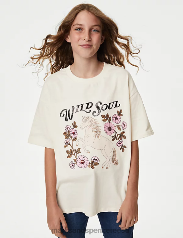Riietus ee Marks & Spencer lapsed puhtast puuvillast litritega slogan t-särk elevandiluust NZTRN8801