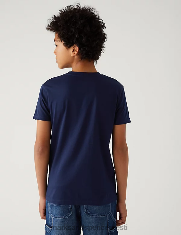 Riietus ee Marks & Spencer lapsed puhtast puuvillast mängukonsooli T-särk merevägi NZTRN8284