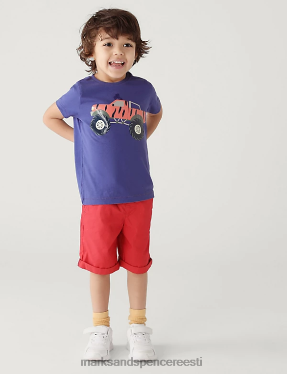 Riietus ee Marks & Spencer lapsed puhtast puuvillast monster truck T-särk sinine NZTRN8089