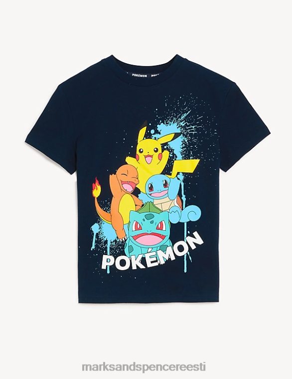 Riietus ee Marks & Spencer lapsed puhtast puuvillast pokemoni t-särk merevägi NZTRN8501
