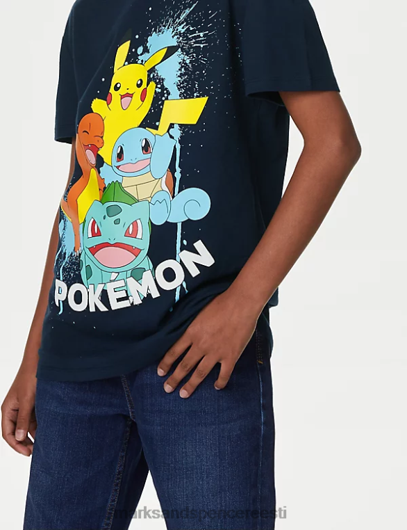 Riietus ee Marks & Spencer lapsed puhtast puuvillast pokemoni t-särk merevägi NZTRN8501
