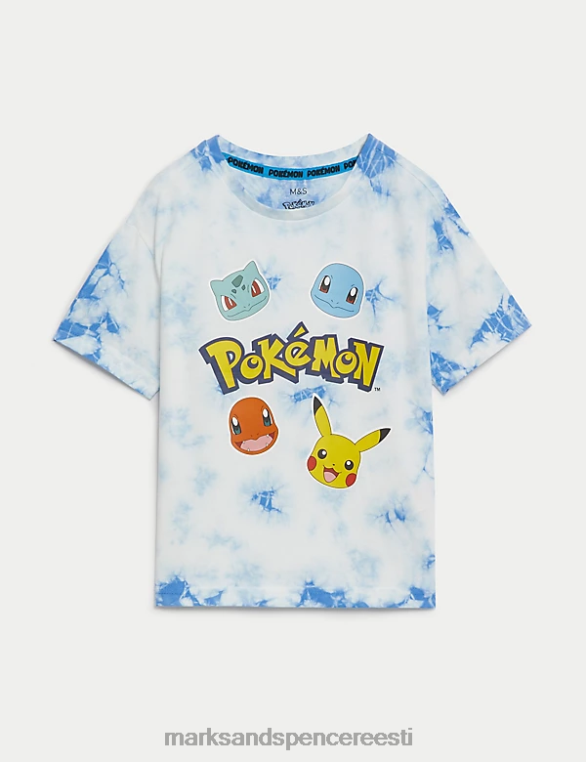 Riietus ee Marks & Spencer lapsed puhtast puuvillast pokemoni t-särk sinine segu NZTRN7964