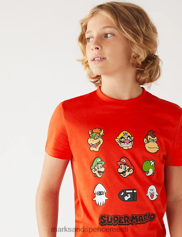 Riietus ee Marks & Spencer lapsed puhtast puuvillast super mario t-särk punane segu NZTRN8011