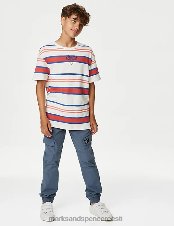 Riietus ee Marks & Spencer lapsed puhtast puuvillast triibuline T-särk punane segu NZTRN8045