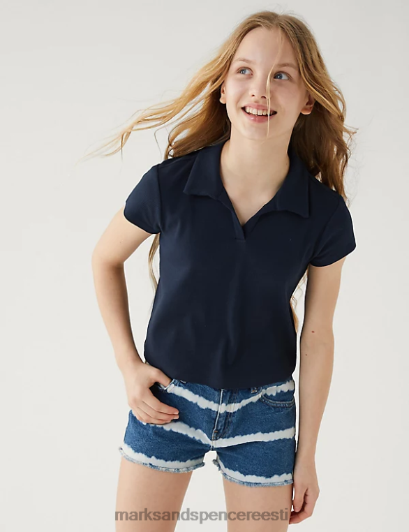 Riietus ee Marks & Spencer lapsed puuvillane rikas soonik T-särk merevägi NZTRN9965