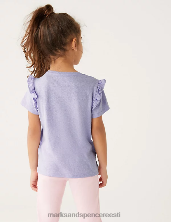 Riietus ee Marks & Spencer lapsed puuvillasegune frill T-särk lilla NZTRN9880