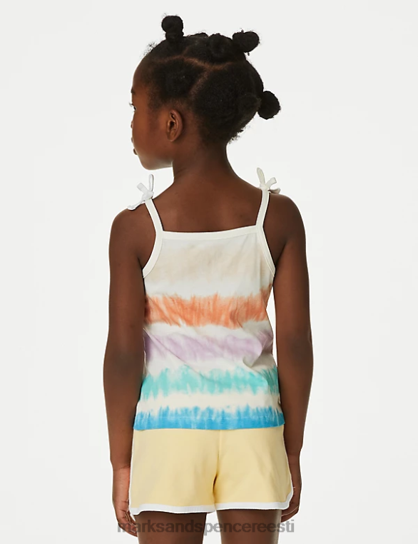 Riietus ee Marks & Spencer lapsed 2pk puhtast puuvillast mustriga cami topsid mitu NZTRN9482