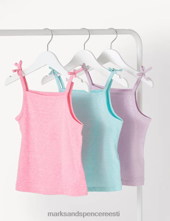 Riietus ee Marks & Spencer lapsed 3pk puuvillasegu cami topsid mitu NZTRN9600