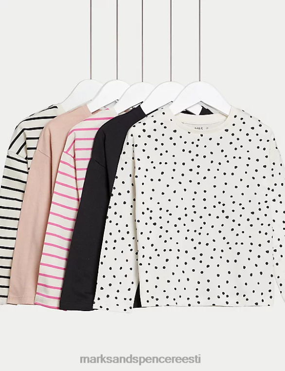 Riietus ee Marks & Spencer lapsed 5pk puhtast puuvillast mustriga topid mitu NZTRN9878