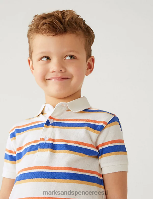 Riietus ee Marks & Spencer lapsed puhta puuvillase triibuline polosärk valge segu NZTRN8199