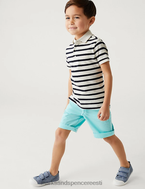 Riietus ee Marks & Spencer lapsed puhta puuvillase triibuline polosärk valge segu NZTRN8318