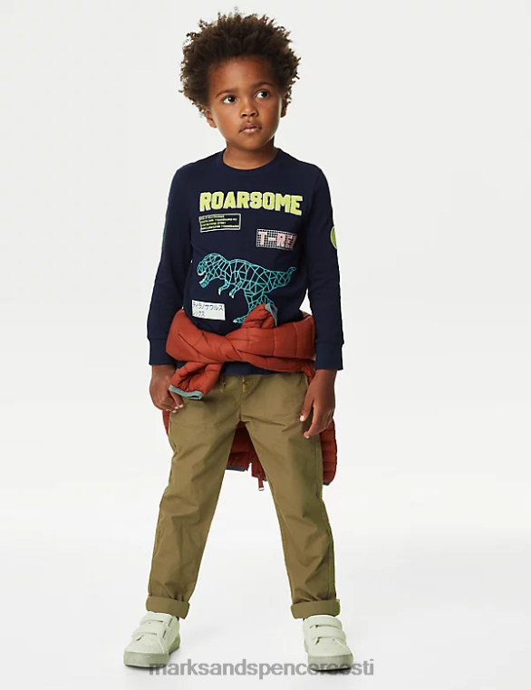 Riietus ee Marks & Spencer lapsed puhtast puuvillast dinosauruse top merevägi NZTRN7839