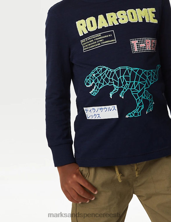 Riietus ee Marks & Spencer lapsed puhtast puuvillast dinosauruse top merevägi NZTRN7839