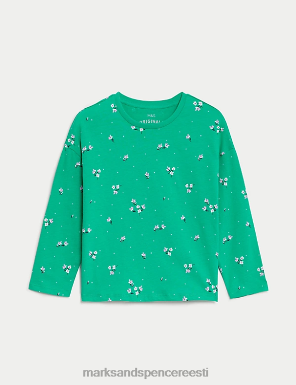 Riietus ee Marks & Spencer lapsed puhtast puuvillast lilleline topp roheline segu NZTRN9420