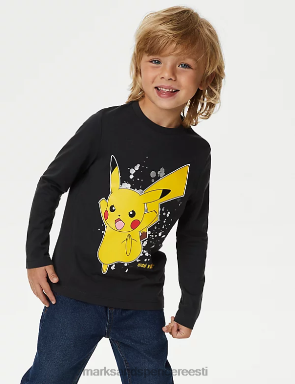 Riietus ee Marks & Spencer lapsed puhtast puuvillast pokemoni tops süsi NZTRN8072