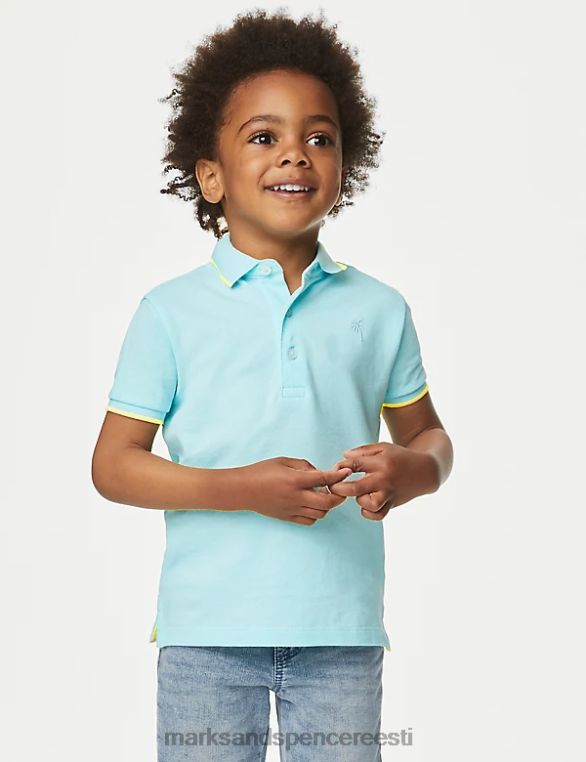 Riietus ee Marks & Spencer lapsed puhtast puuvillast polosärk aqua NZTRN8246