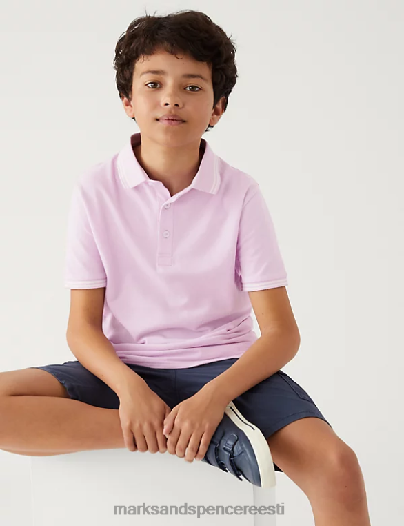 Riietus ee Marks & Spencer lapsed puhtast puuvillast polosärk lahe roosa NZTRN8609