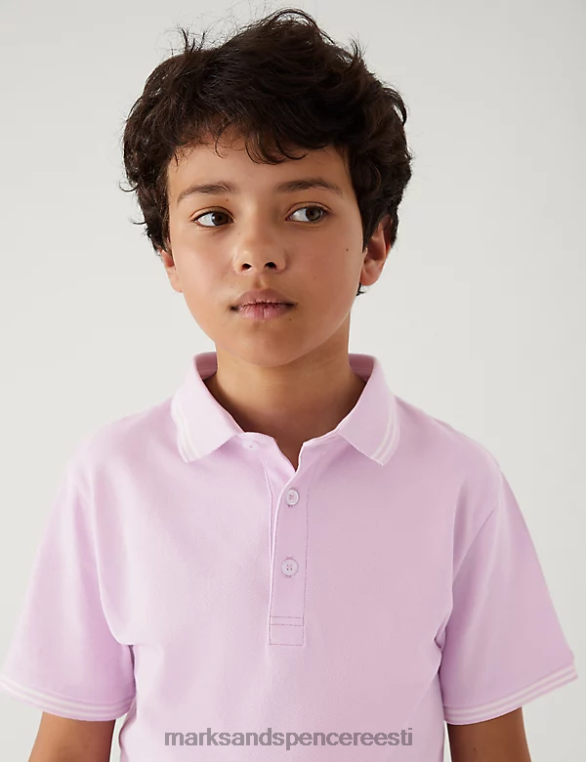 Riietus ee Marks & Spencer lapsed puhtast puuvillast polosärk lahe roosa NZTRN8609
