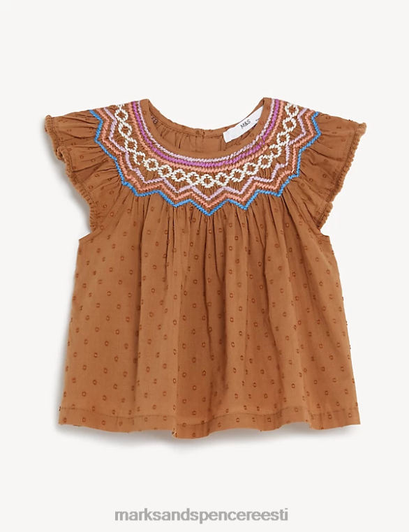 Riietus ee Marks & Spencer lapsed puhtast puuvillast tikitud top vürtsi NZTRN9698