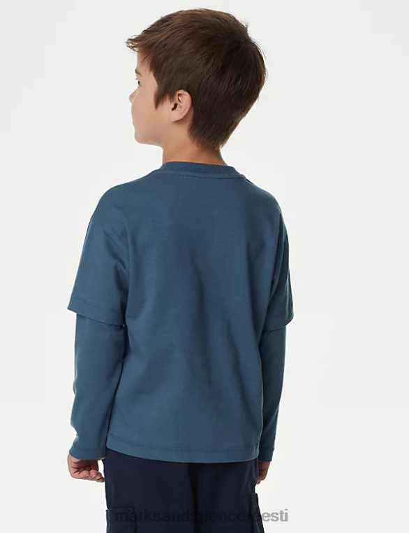 Riietus ee Marks & Spencer lapsed puhtast puuvillast top sinine NZTRN7978