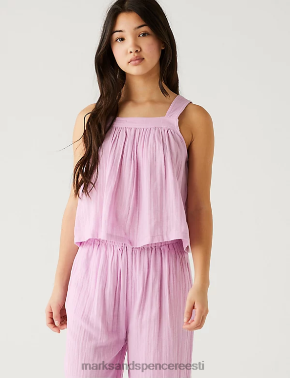 Riietus ee Marks & Spencer lapsed puhtast puuvillast vest lilla NZTRN8686
