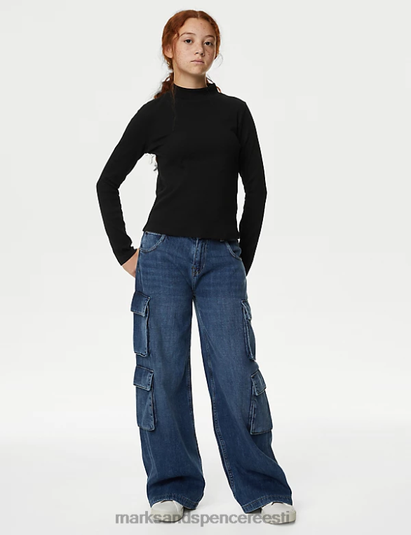 Riietus ee Marks & Spencer lapsed puuvillane soonik topp must NZTRN9465