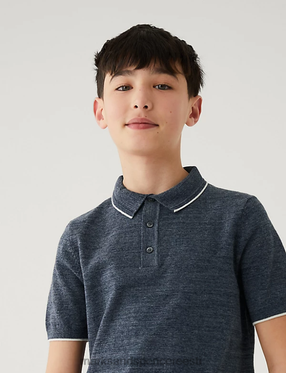 Riietus ee Marks & Spencer lapsed puuvillast rikkalikult kootud polosärk merevägi NZTRN8197