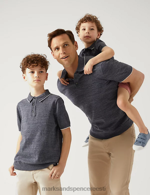 Riietus ee Marks & Spencer lapsed puuvillast rikkalikult kootud polosärk merevägi NZTRN8219