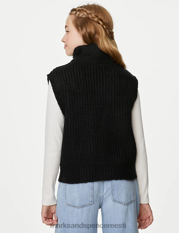Riietus ee Marks & Spencer lapsed tõmblukuga kootud vest must NZTRN9076