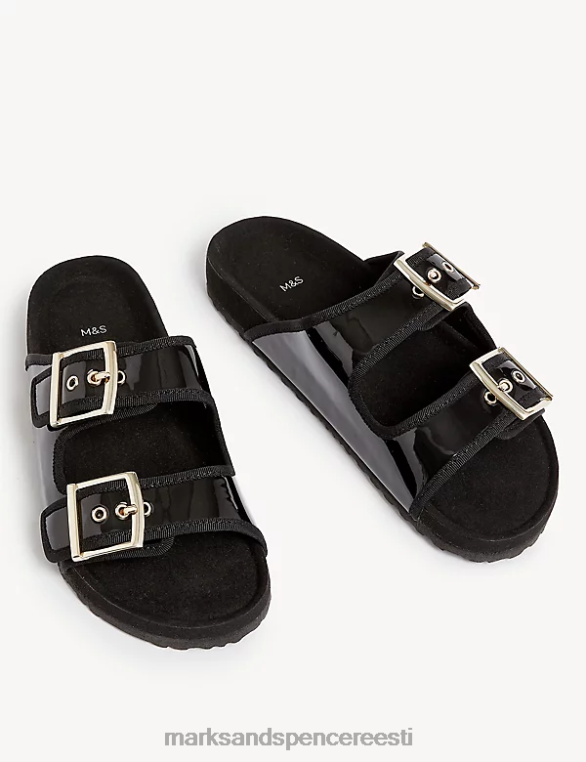 Riietus ee Marks & Spencer lapsed patenteeritud jalatoed sandaalid must NZTRN9565