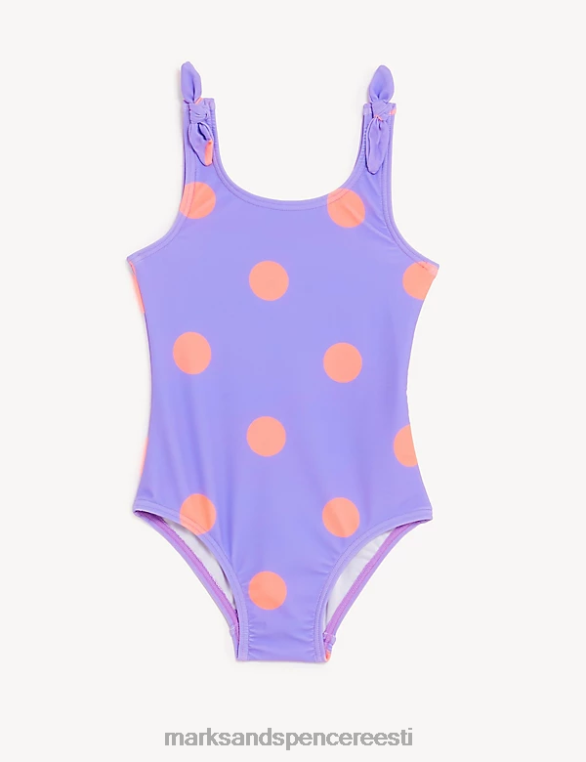 Riietus ee Marks & Spencer lapsed täpiline ujumistrikoo lilla segu NZTRN9569