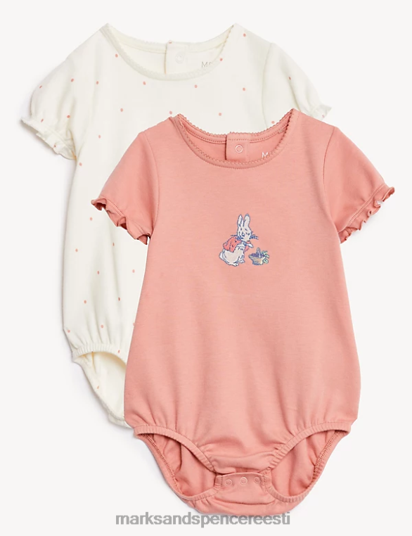 Riietus ee Marks & Spencer lapsed 2pk puhtast puuvillast peter küüliku bodyd roosa segu NZTRN7717