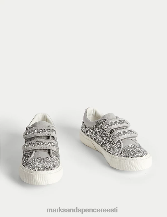 jalatsid ee Marks & Spencer lapsed glitter riptape freshfeet trenažöörid 4 väikest - 13 väikest) hõbedane NZTRN9295
