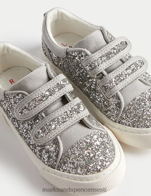 jalatsid ee Marks & Spencer lapsed glitter riptape freshfeet trenažöörid 4 väikest - 13 väikest) hõbedane NZTRN9295