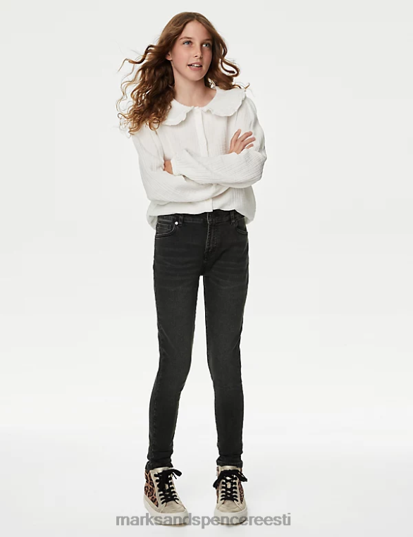 Riietus ee Marks & Spencer lapsed kitsad teksapüksid must denim NZTRN8816