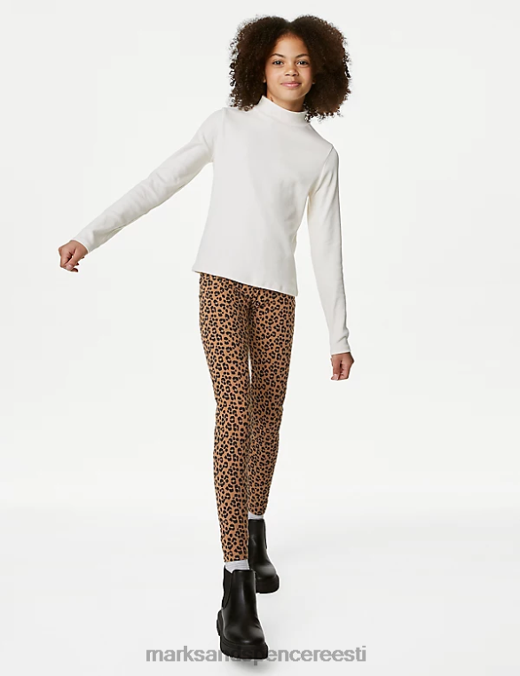 Riietus ee Marks & Spencer lapsed puuvillarikka loomamustriga retuusid pruun segu NZTRN8863